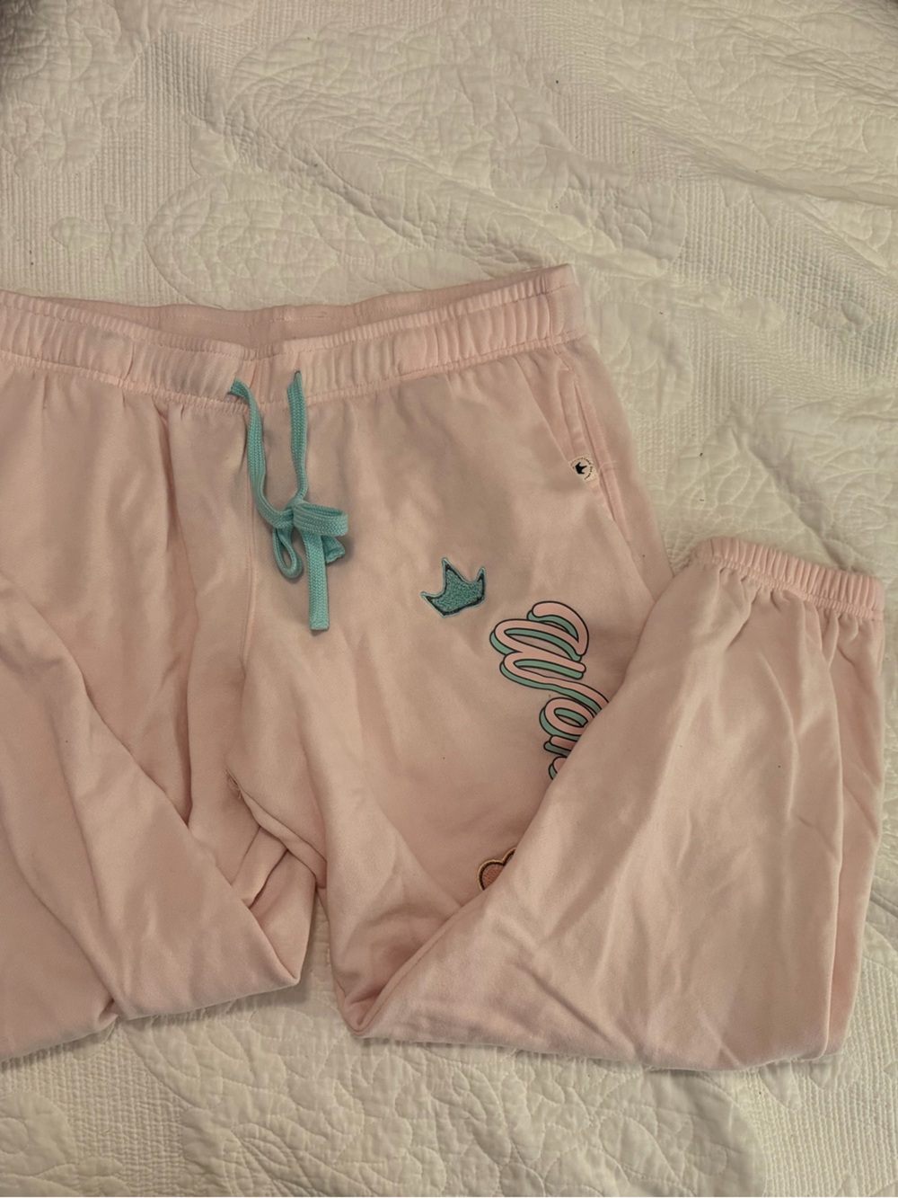Disney Princess Women’s Light Pink Fleece Joggers “Won’t Stop Dreaming”